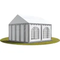 Sonstiges TOOLPORT Festzelt Partyzelt 3x4 m PREMIUM, hochwertige PVC Plane 750 N in grau-weiß 100% wasserdicht mit Bodenrahmen