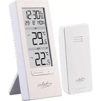 INFACTORY Funkthermometer: Digitale Temperaturstation mit Innen-/Außenthermometer, Funkuhr, weiß (Funk-Thermometer mit Außensensoren, Thermometer Digitale Küche)