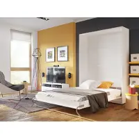 Mirjan 24 Schrankbett Concept Pro CP-02 Vertical, Wandklappbett inkl. Lattenrost, Schrank mit Klappbett (120x200 cm, Weiß Matt / Weiß Matt)