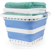 Beldray LA00000152EU7 40l Collapsible Laundry Basket, White/Blue