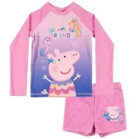 Pipsa Possu Peppa Wutz Schwimmset UV-Schutz 30 Badeanzug langarm Shirt und Hose in rosa | Gr.: 110/116