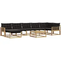 vidaXL Outdoor-Sofagarnitur 8 Stk. Weiß und Schwarz Massivholz Akazie