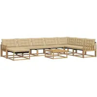 vidaXL Outdoor-Sofagarnitur 9 pcs Weiß und Beige Massivholz Akazie