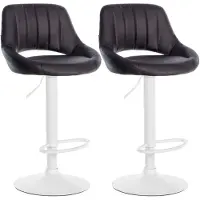 CLP 2er Set Barhocker Milet Kunstleder höhenverstellbar drehbar mit Rückenlehnen braun Material Gestell Metall matt weiss