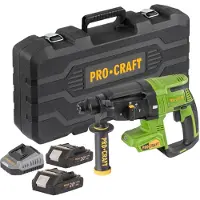 Procraft PHA40bb-c Akku Bohrhammer 20 V 2,6 J SDS plus Brushless + 2x Akku 2,0 Ah + Ladegerät + Koffer