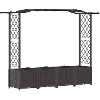 vidaXL Hochbeet mit Rankgitter und Dach Braun 204 x 40 x 138 cm PP