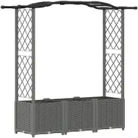 vidaXL Hochbeet mit Rankgitter und Dach Hellgrau 164 x 40 x 138 cm PP