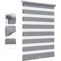 Sekey Doppelrollo Schnurlos Klemmfix ohne Bohren Sichtschutz Dunkelgrau 75x150cm