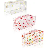 Zimtky flintronic 3 Stück Transparente Stifttasche wasserdichte, Große Kosmetiktaschen, Federtasche PVC, Mäppchen mit Reißverschluss für Studenten Lehrer Büro Schule