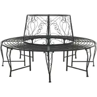 vidaXL Baumbank 8-Sitzanzahl Ø 160 x 89 cm Stahl Schwarz Rund