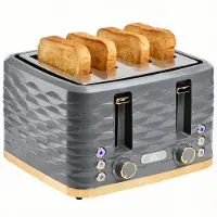 HOMCOM -Toaster, 4 Schlitze, 7 Stufen, 1860W, Graue Wellenoptik