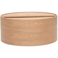 Miliboo - Runder Couchtisch aus hellem Eschenholz mit drehbarer Platte und Stauraum D80 cm DALI