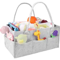Zimtky Philorn Wickeltisch Organizer, 38cm Länge Baby Windel Caddy, Baby Organizer Korb mit Herausnehmbaren Fächern, Multifunktionale Wickelorganizer, Tragbarer Wahrungskorb für Windeln, Babyparty-Geschenk