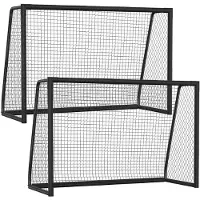 Vigevee 2er Set Fußballtor 300 x 200 x 120 cm – Großes Fußballtor aus Metall mit Torwand & Netz, für Garten, Training & Outdoor, Schwarz