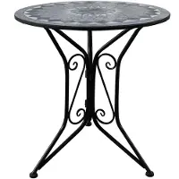 HTI Gartentisch Metall Schwarz Schieferoptik