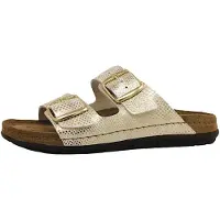 Rohde Damen Pantolette gemusterter Zweiriemer mit Schnalle Rodigo-D 5872, Größe:38 EU, Farbe:Gold