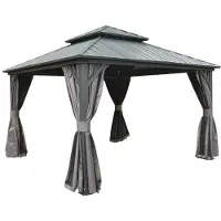Corciano Hardtop Pavillon Tasmania 3x4,26m | Stahldach mit Doppeldach | Inkl. Seitenteile & Moskitonetz | Wetterfest