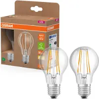 Osram LED Superstar Classic LED-Lampe A 60 in klassischer Kolbenform, klarer Glaskörper, 3.8 W, 806 lm, E27 Fassung, warmweißes Licht mit 2700 K, , 60 mm Durchmesser, 2er-Pack