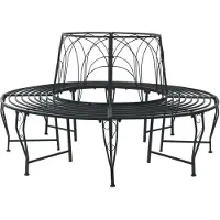 vidaXL Baumbank 8-Sitzanzahl Ø 160 x 89 cm Stahl Schwarz Rund