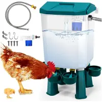Markenlos Futterautomat für Hühner – Automatische Hühnertränke 7L mit Schwimmerventilsystem, Edelstahlschlauch und Wasserhahnverbinder (3/4") für Enten, Wachteln, Truthähne und Küken