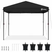 Sekey Faltpavillon 3x3 wasserdicht, Pop Up Pavillon mit 4 Sandsäcken, UV-Schutz 50+ Pavillons & Partyzelte Festzelt, Schwarz