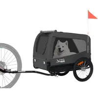 Tiggo VS Pets L Hundeanhänger groß Fahrradanhänger für mittelgroße und große Hunde bis 35 kg, Klappbar,