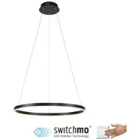 Paul Neuhaus LEUCHTEN DIREKT ist LED-Pendelleuchte anthrazit, rund, Durchm. 60cm, dimmbar, Switchmo, warmweiß stufenlos dimmbar 3000K