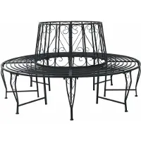 vidaXL Baumbank Ø 160 x 89 cm Stahl Schwarz Rund