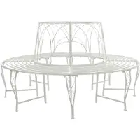 vidaXL Baumbank 8-Sitzanzahl Ø 160 x 89 cm Stahl Antik Weiß Rund