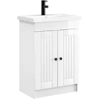 vidaXL Badezimmermöbel-Set Hochglanz Weiß 56 x 37,5 x 81 cm