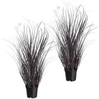 Creativ Green künstliche Pflanze Gras im Topf, 73cm, lila-silber, 2er Set