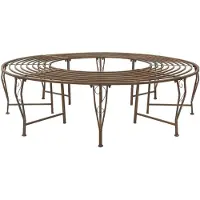 vidaXL Baumbank 8-Sitzanzahl Ø 160 x 44 cm Stahl Antikbraun Rund