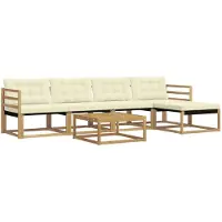 vidaXL Outdoor-Sofagarnitur 6 pcs Weiß und Creme