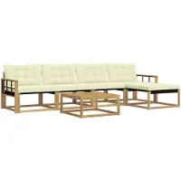 vidaXL Outdoor-Sofagarnitur 6 pcs Weiß und Creme