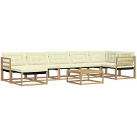 vidaXL Outdoor-Sofagarnitur 8 Stk. Weiß und Creme Massivholz Akazie