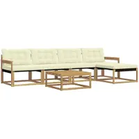 vidaXL Outdoor-Sofagarnitur 6 pcs Weiß und Creme