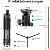 Mantona Wolverine L 284 + Onyx 8 Kugelkopf Set Stativkopf Fotostativ Aluminium