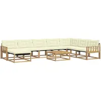 vidaXL Outdoor-Sofagarnitur 9 pcs Weiß und Creme Massivholz Akazie