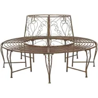 vidaXL Baumbank 8-Sitzanzahl Ø 160 x 89 cm Stahl Antikbraun Rund