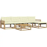 vidaXL Outdoor-Sofagarnitur 6 pcs Weiß und Creme