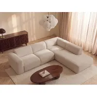 Vente-unique POGNI, Ecksofa, Wohnzimmer, Beige, 6 Sitz(e), Biege, 720 kg