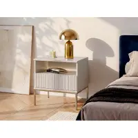 Vente-unique Nachttisch Ovila Beige Naturfarben Hell 53.6 cm