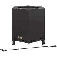 STILVORA Rauchfreier Feuerkorb Metall 45x39x47 cm Schwarz mit Sekundärverbrennungssystem und Schürhaken für Garten Terrasse und Camping