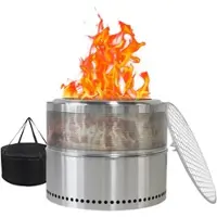 STILVORA Raucharmes Feuerstelle aus Edelstahl 40x50x50 cm tragbar Silber mit 360 Grad Luftzirkulation für Terrasse Camping Grillen und gemütliche Abende