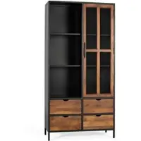 GINER Y COLOMER Vitrine mit 4 Schubladen und einer Glastür mit Metallstruktur in Brown | Gr.: onesize