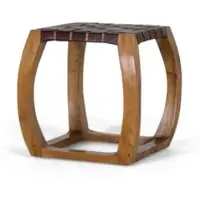 GINER Y COLOMER Handgefertigter Hocker aus massivem Mindi-Holz in Brown | Gr.: onesize
