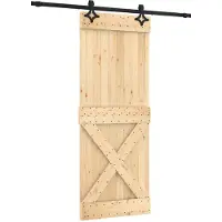 vidaXL Schiebetür 80 x 210 cm Massivkiefer (Unbehandelt)