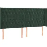Syfax Kopfteil mit Ohren Dunkelgrün 183x16x118/128 cm Samt