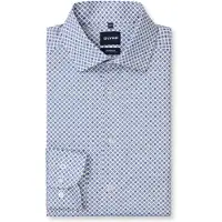 Olymp Langarmhemd "Luxor", Herren, Gr. 46, N-Gr, blau (weiß), Web, Obermaterial: 100% Baumwolle, tailliert normal, 2-Knopf-Manschette, Hemden Langarmhemd, Businesshemd, Global-Kentkragen, Modern Fit