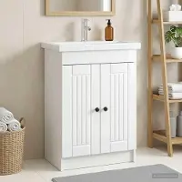 vidaXL Möbel Unter dem Waschbecken Badschrank Hochglanz Weiß - Badspiegel CC2834